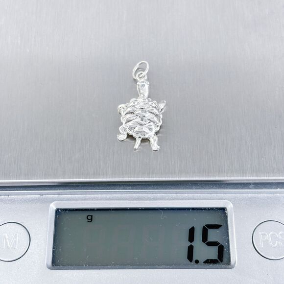 Vintage Sterling Silver 925 Textured Turtle Charm Pendant - Picture 5 of 6